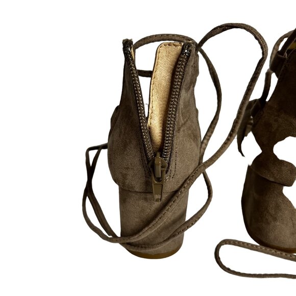 Madden Girl Loverrr Shoes Womens 8 M Tan Criss Cross Up Leg Heel Suede - Picture 10 of 12